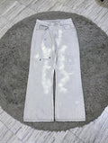 Light grey patchwork baggy jeans